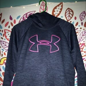 Dark blue with pink under armor hoodie/sweatshirt